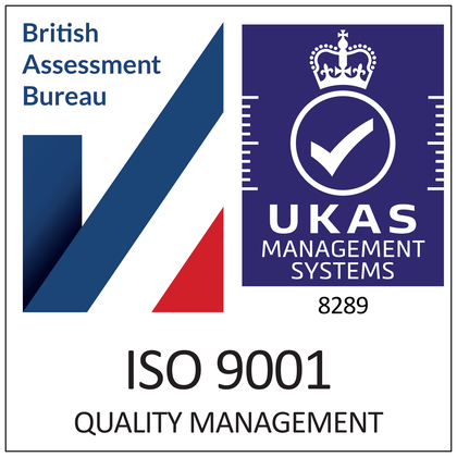 ISO 9001 Quality Management certification mark of the British Assessment Bureau, UKAS accredited